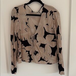Billabong Black and Tan Wrap Blouse